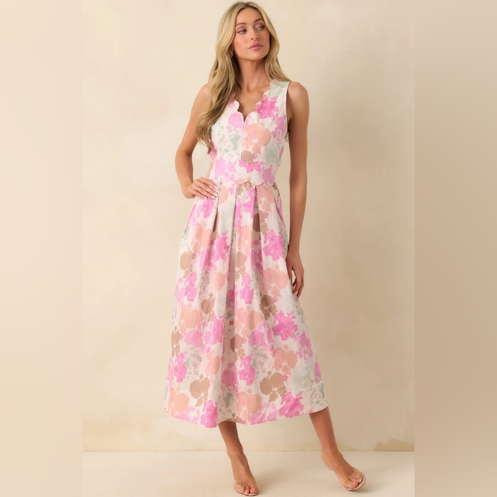 Buy 2 - Get 1 FREE - 
SOFT SPOT FOR YOU PINK ABSTRACT FLORAL PRINT MAXI DRESS - Picture 3 of 5